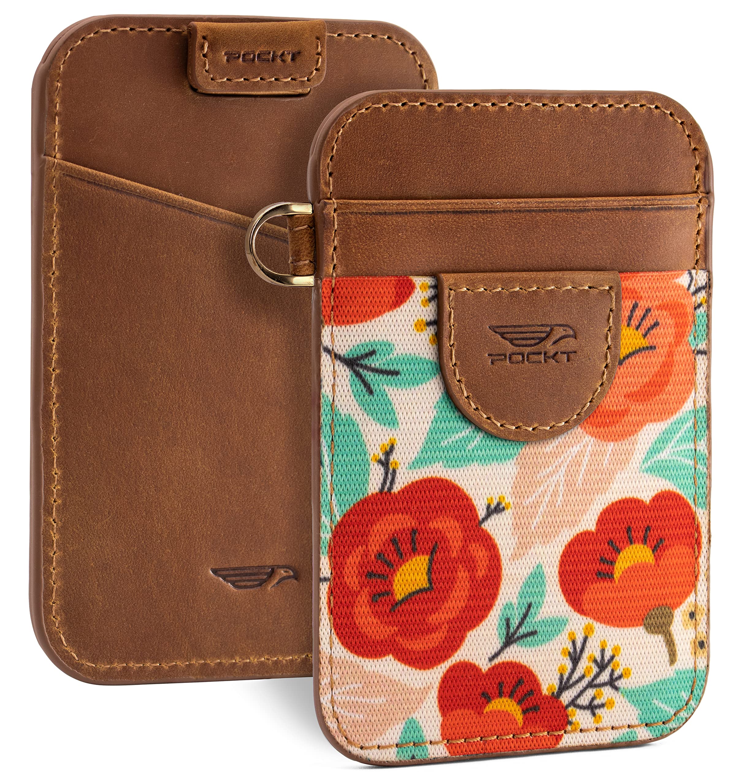 POCKT Slim Wallet for Women - Thin Card Wallets - RFID Wallet Credit Card Holder - Minimalist Keychain Wallets | Poppy