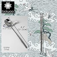 Vista 3 de [5 Sets][Hecho en Corea] Juego de palillos pegajosos de cuchara de arroz estilo coreano 430 cucharas de sopa de acero inoxidable para ramen