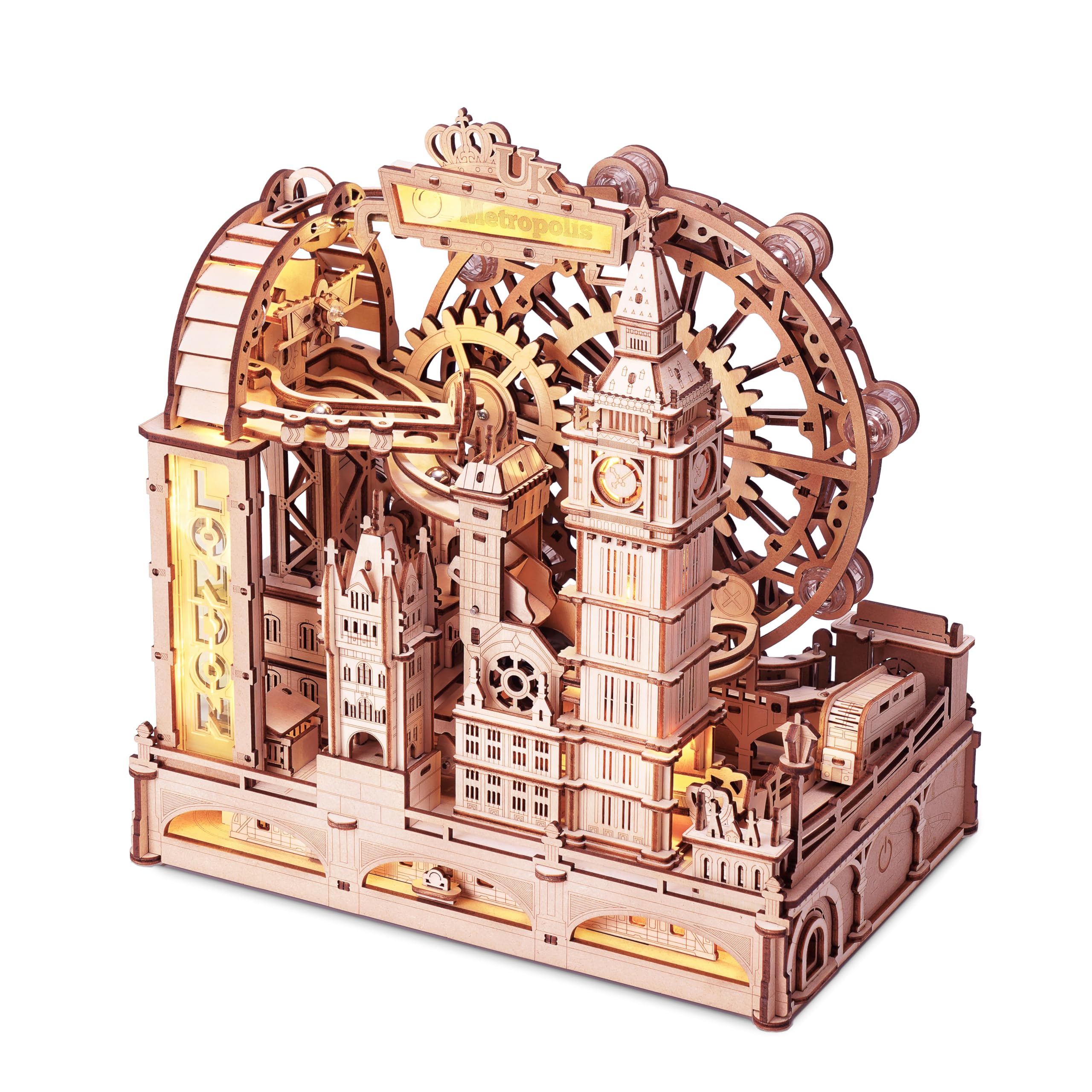 ROKR Drewniane puzzle 3D dla dorosłych Marble Travel London zestawy modelarskie "zrób to sam", drewniane modele do montażu, dekoracja domu, prezenty urodzinowe dla dorosłych i dzieci