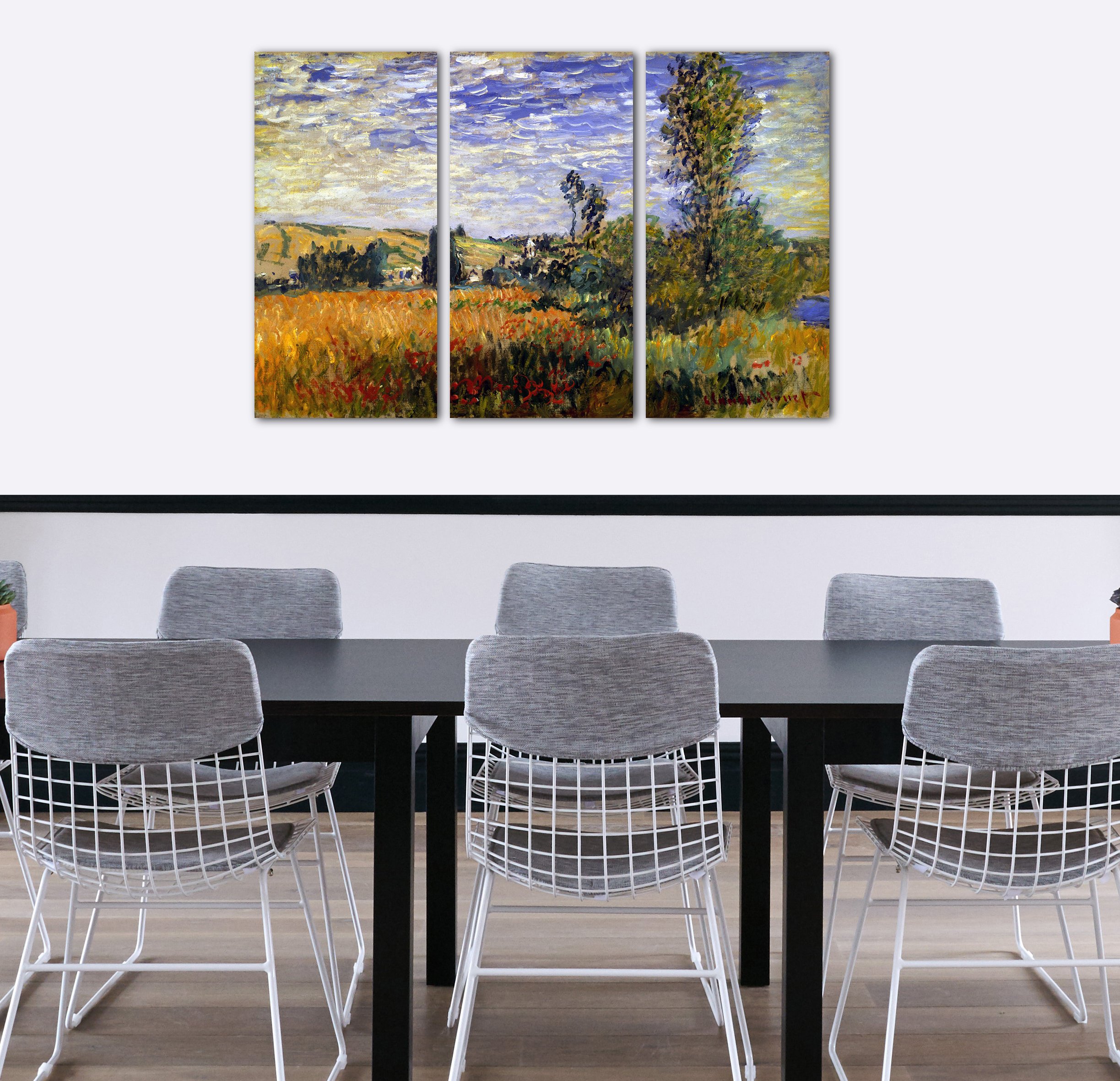 Printed Paintings Leinwand 3-teilig(120x80cm): Claude Monet - Weg durch die Mohnfelder, ILE Saint