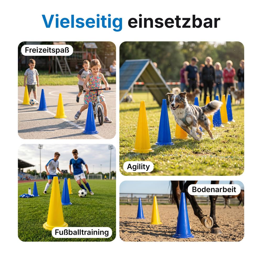 Dönges Lot de XXL cônes de guidage pour chevaux – 5 x bleu et 5 x jaune équitation