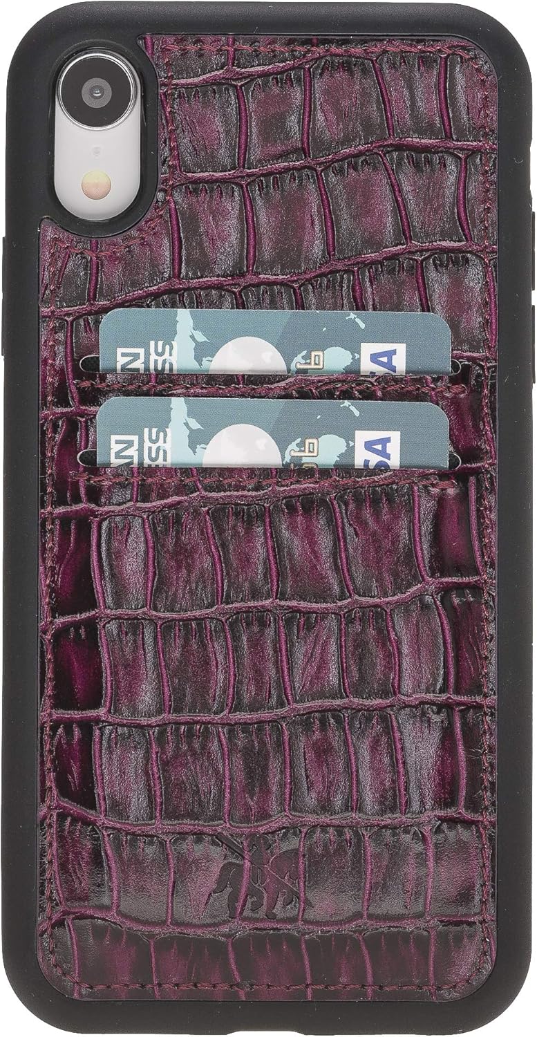 Flаѕh Dеаlѕ - 70% оƒƒ Venito Cosa Leather Wallet Case Compatible with iPhone XR (6.1 inch) – Extra Secure with Padded Back Cover - Purple Crocodile