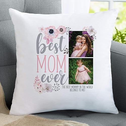 Miniatura 2 de Let's Make Memories Almohada personalizada  La mejor foto de mamá  Honor Mom  Personalizar con fotos y mensaje  15 pulgadas cuadradas