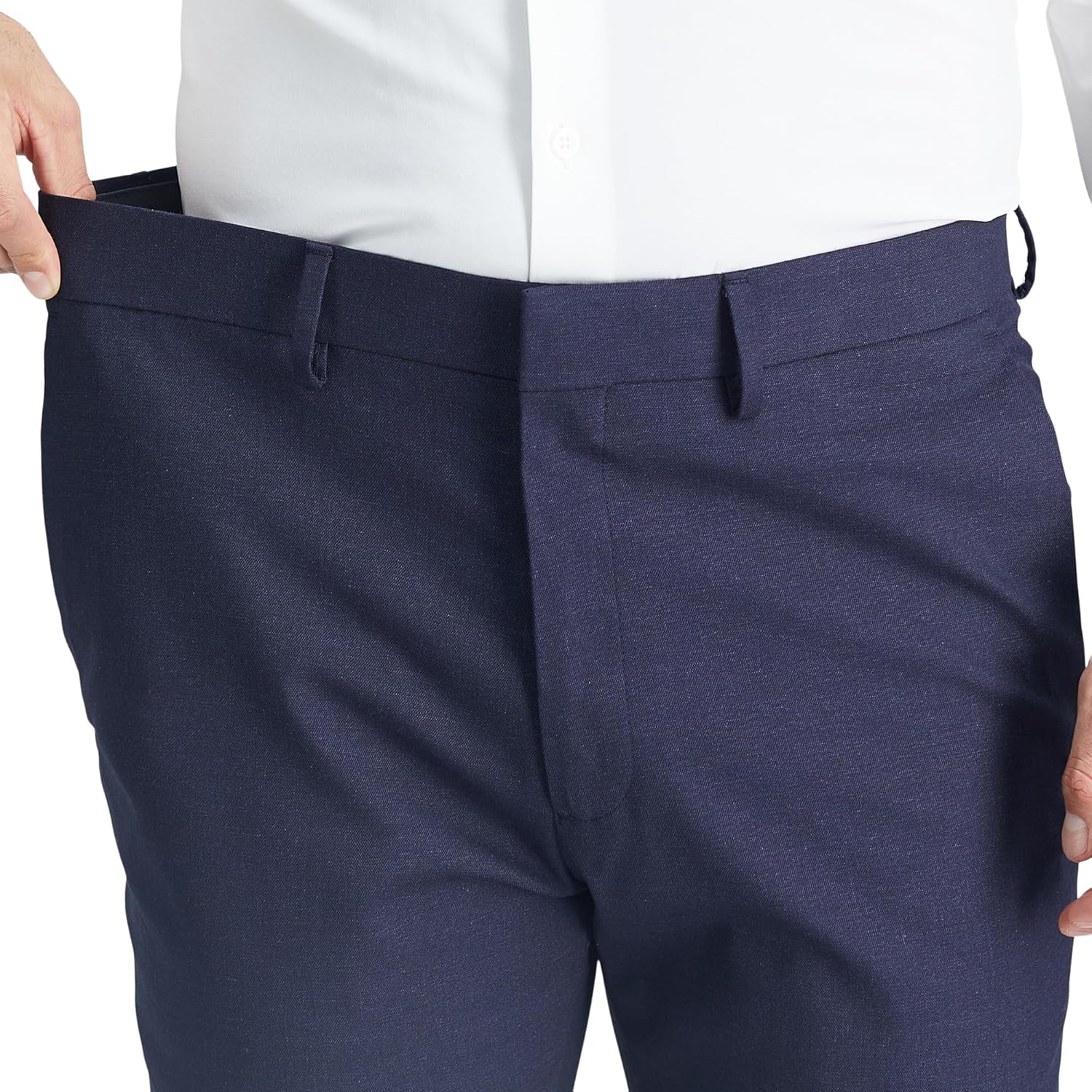 Kenneth Cole Reaction Men's Comfort Slim Fit Flat Front Dress Pant, Dark Navy, 38W x 30L - Image 4