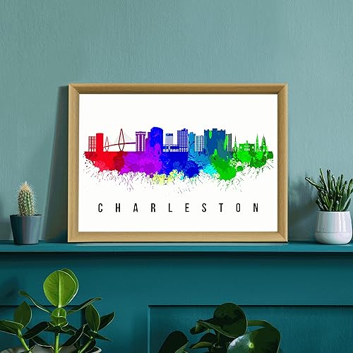 Vista 23 de Póster de Atlantic City Skyline New Jersey, pintura de paisaje urbano de Atlantic City, póster de Atlantic City New Jersey, impresión de paisaje