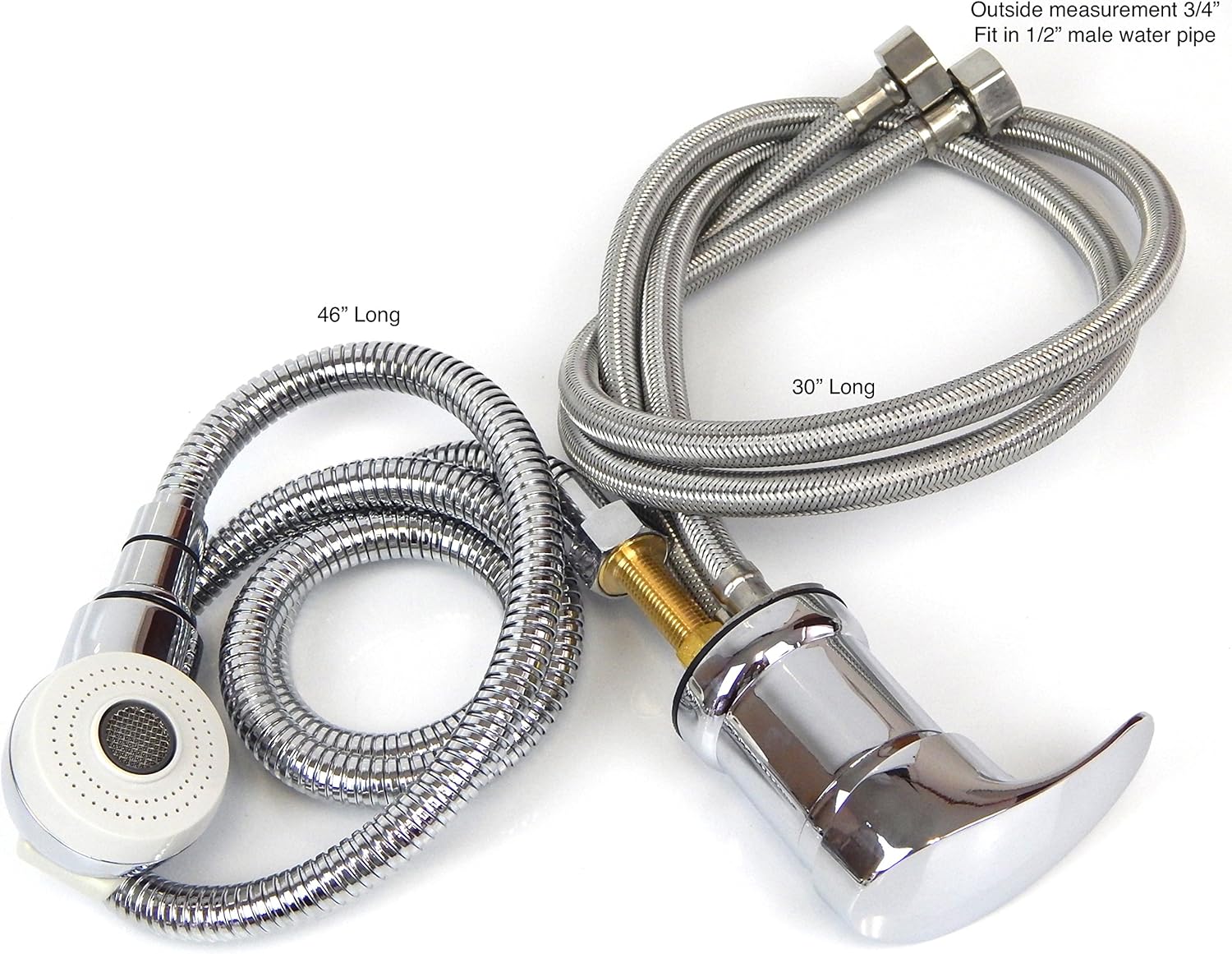 Faucet and Spray Hose for Beauty Shampoo Bowl Parts Kit (White Head)