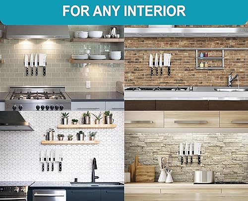 Miniatura 4 de Tira magnética de cuchillo negro de 10 pulgadas, uso como soporte magnético para cuchillos para pared, tira magnética para cuchillos de pared, barra