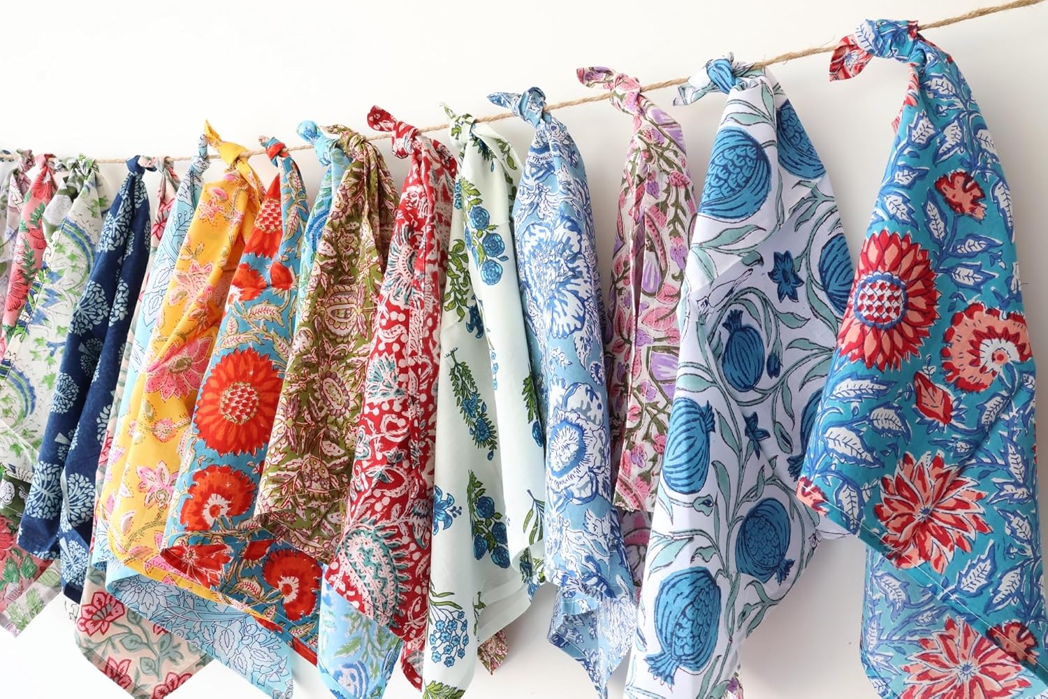 Assorted Hand block Print Napkins 100% Cotton Napkin, Eco Friendly Soft Kitchen Napkins, Cotton Cloth Napkins, Dinner Table Napkins (20X20 Inches 30 Pieces)