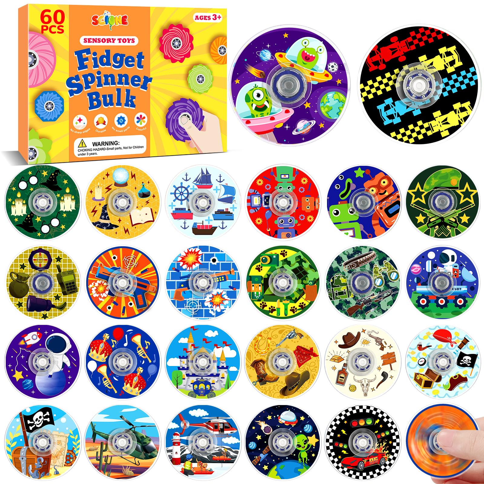SCIONE 60 Pcs Dopamine Fidget Spinners Christmas Stocking Fillers Kids