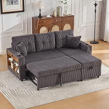Modular Sofa with Bed Box Sofa Bed with Trundle Bed Multifunctional Sofa Bed with USB-C Ambient Lighting Drink Holders Feel-Good Areas for Living Room Dark Grey