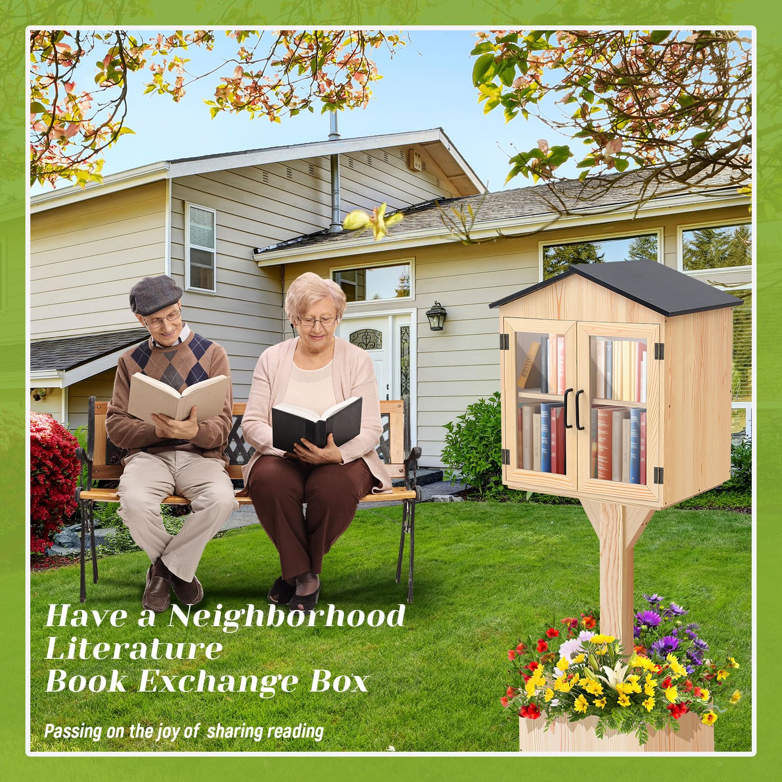Outdoor Book Library Box - Wooden Exchange Kit -7 Outdoor Book Library Box - Wooden Exchange Kit -7