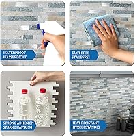 Vista 6 de MOFIT Azulejo de Respaldo de Ladrillo de Piedra 3D para Cocina Despegar y Pegar Azulejo de Pared Autoadhesivo, Pegatinas de Azulejos de Mosaico