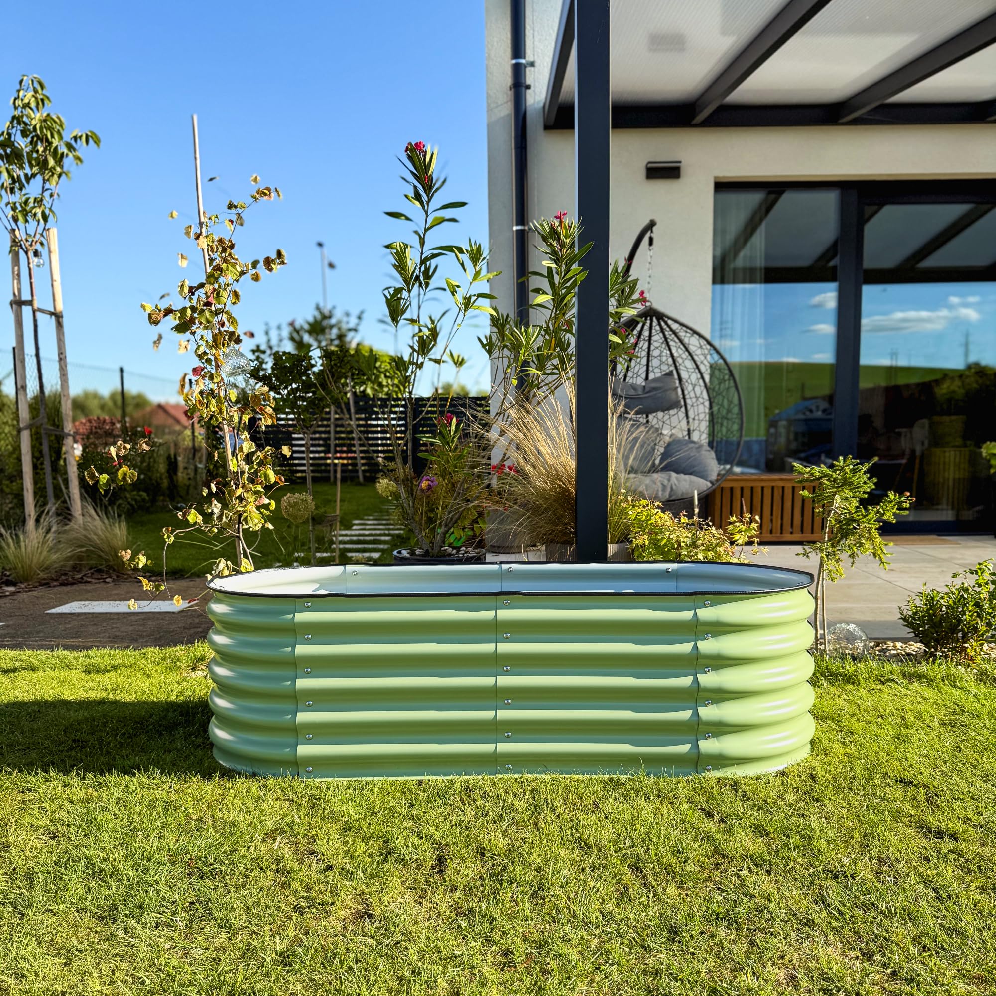 UNIGARDIA Bancal de metal 150 x 60 x 43 cm – Kit modular 4 en 1 – bancal alto inoxidable para jardín de acero Zn-Al-Mg de – Vida útil mínima de 20 años