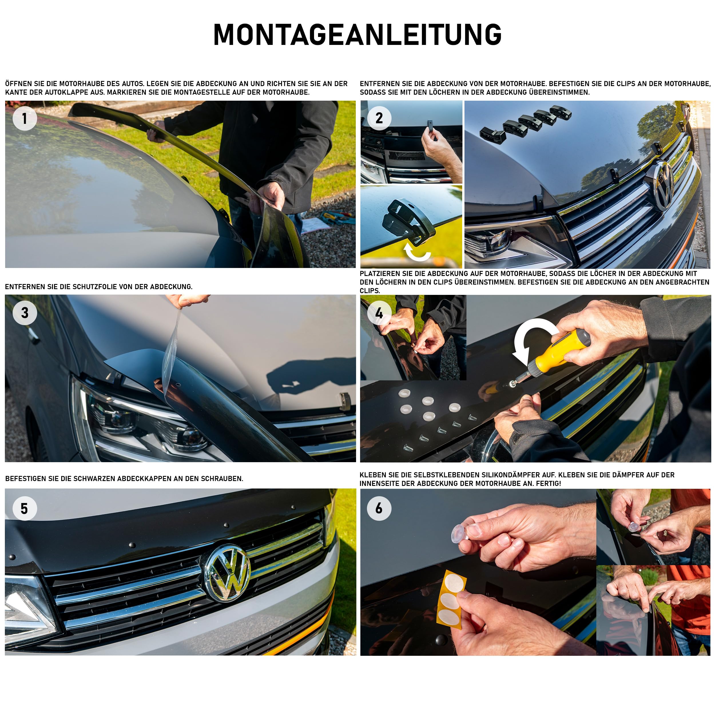 CHROMEMASTER | Auto Zubehör; Steinschlagschutz; Motorhaubenabdeckung Kompatibel mit Mercedes Sprinter W906 2013-2018 | ABS-Kunststoff | Motorhaubenschutz Deflektor Schützt die Motorhaube vor Steinen