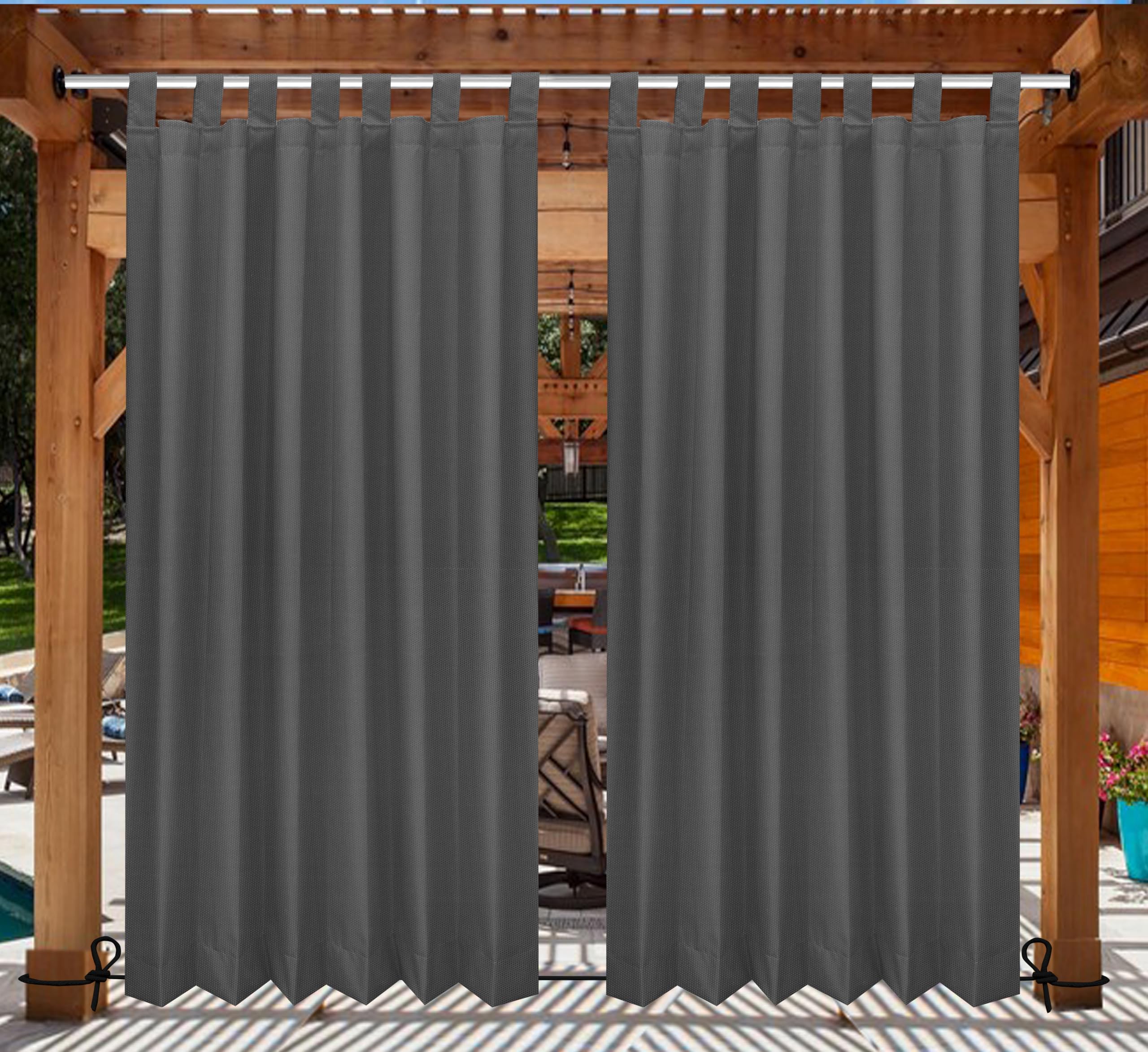 Polyester 300GSM Fabric Waterproof Rain & Sun Blockage Curtains(Grey 4.5 X 7.5 Feet,Piece of 1) with Detachable Tab Top with Bottom Back Tab Used for Door,Balcony,Outdoor & Indoor Area-image-30