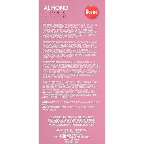 Rovira  Almond Treats Crackers (8 paquetes de papel de aluminiocaja)  Caja de 22,59 ml