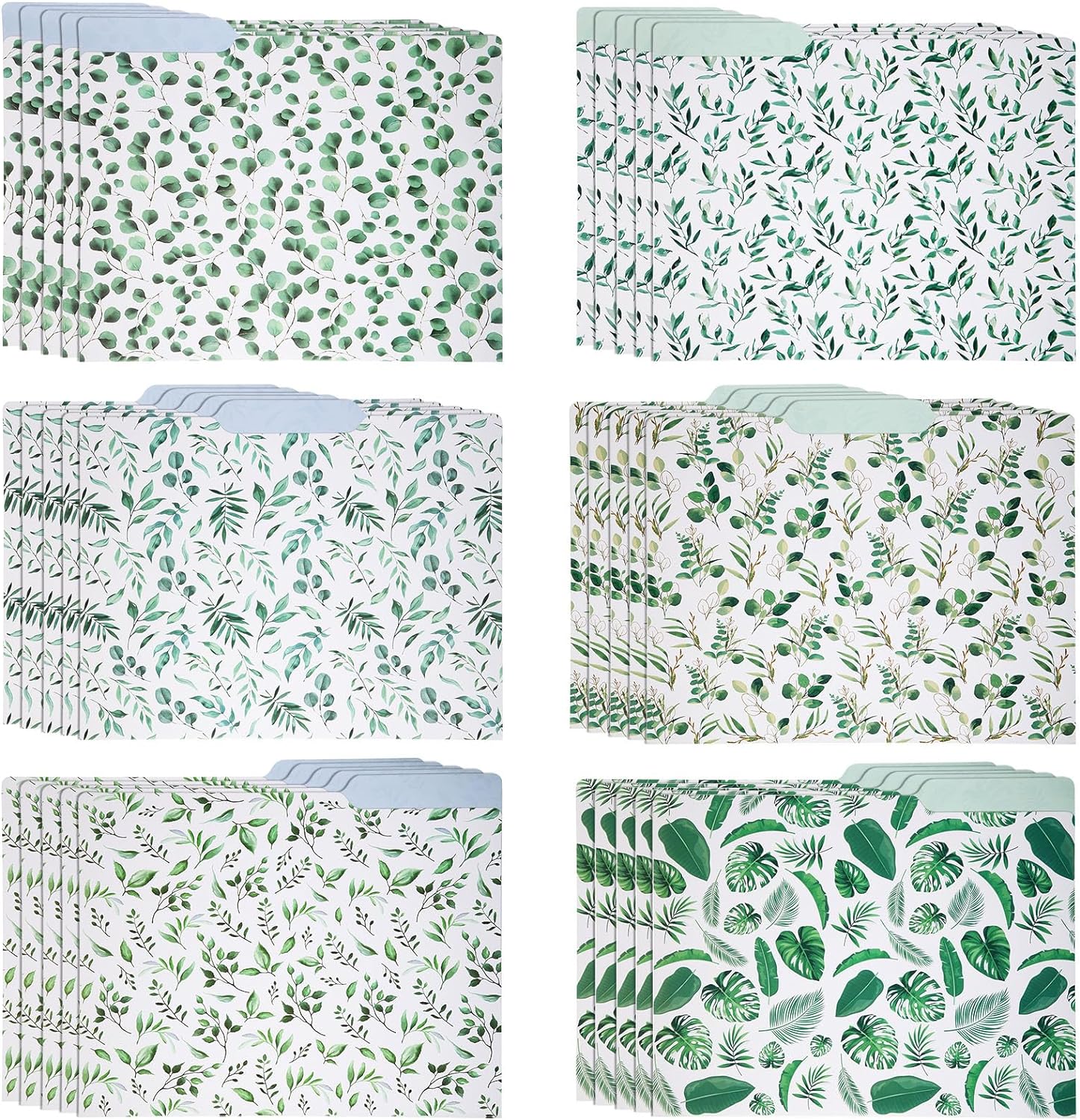 Estune 30 Pcs Decorative File Folders Letter Size Colored Manilla File Folders with 1/3-cut Tabs 11.69 x 9.25 Inches Graphic Laurel Leaf Office Supplies Organizers(Leaf)