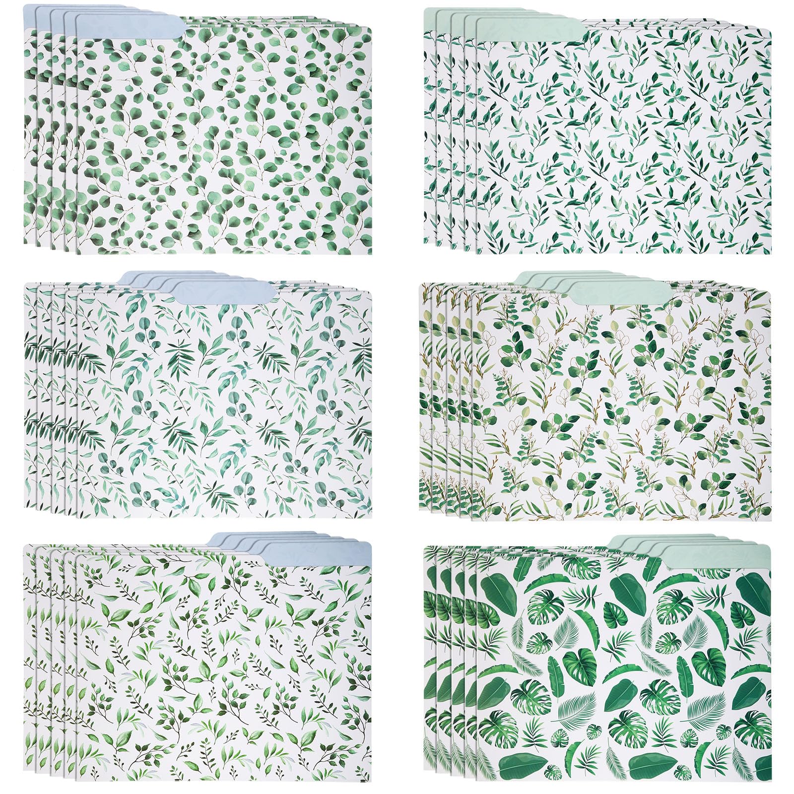 Estune 30 Pcs Decorative File Folders Letter Size Colored Manilla File Folders with 1/3-cut Tabs 11.69 x 9.25 Inches Graphic Laurel Leaf Office