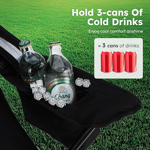 Miniatura 4 de Silla de camping ALPHA CAMP 2 Pack Silla portátil con enfriador de 3 latas Silla plegable con bolsillo lateral y portavasos, plegable para camping