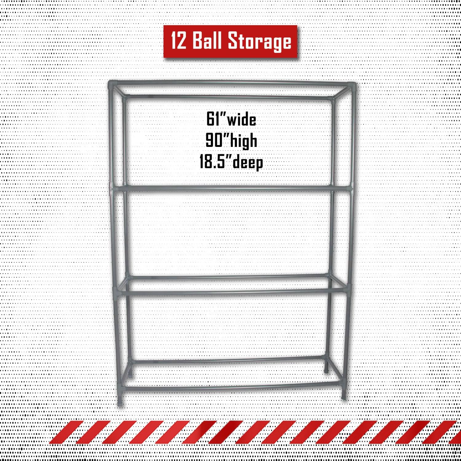 Fitness First Balance Ball Metal Storage Rack – Heavy-Duty Metal Pipe Construction, Easy Assembly, Stable Design – Holds 12 Exercise Balls for Gym or Studio Organization