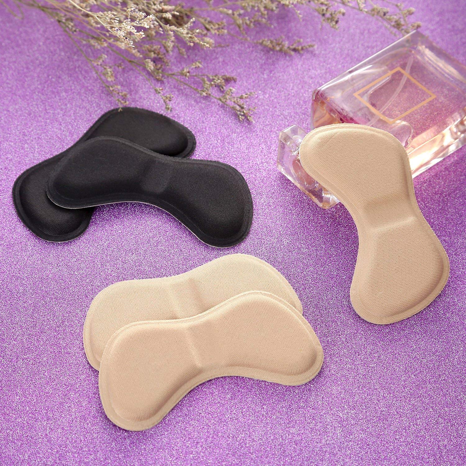Almohadillas de Talón para Mejorar Ajuste y Comodidad - Pegatinas y Plantillas (3 Negro y 3 Beige)