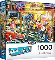 Vista 2 de RoseArt - Back to The Past - in and Out Diner - 1000 Piece Jigsaw Puzzle for Adults