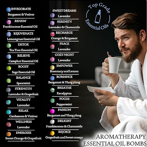 Miniatura 2 de Set de regalo de bombas de baño para hombres. 24 bombas de baño terapéuticas de karité para hombres. Grandes pulverizadores de spa con aceites