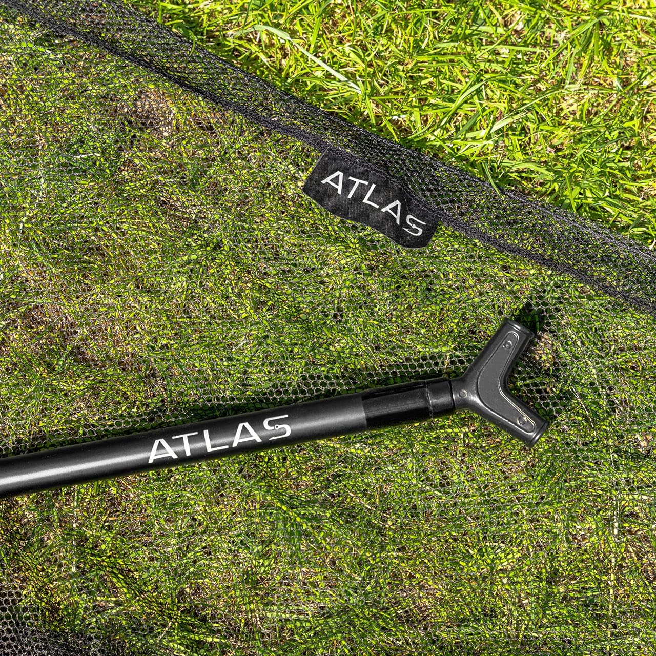 Atlas 42 Inch Landing Net - Fishing | 2-Part Carp Carbon Handle Long-Lasting Accessories Black