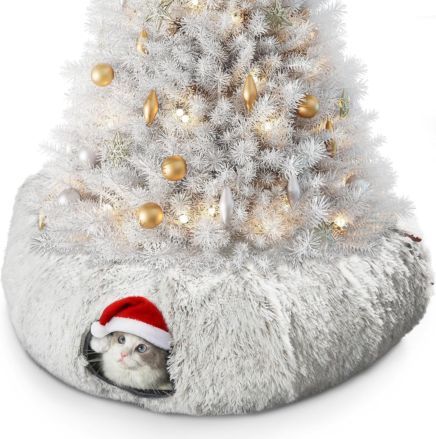 Cat Tunnel Bed, Cat Tunnels for Indoor Cats with 6 Extra Snap Fasteners, Donut Tunnel Tube with Cats Toys Balls for Bored Indoor Kittens, Peekaboo Cave Playground for Kitten Rabbit Ferret Hideaway