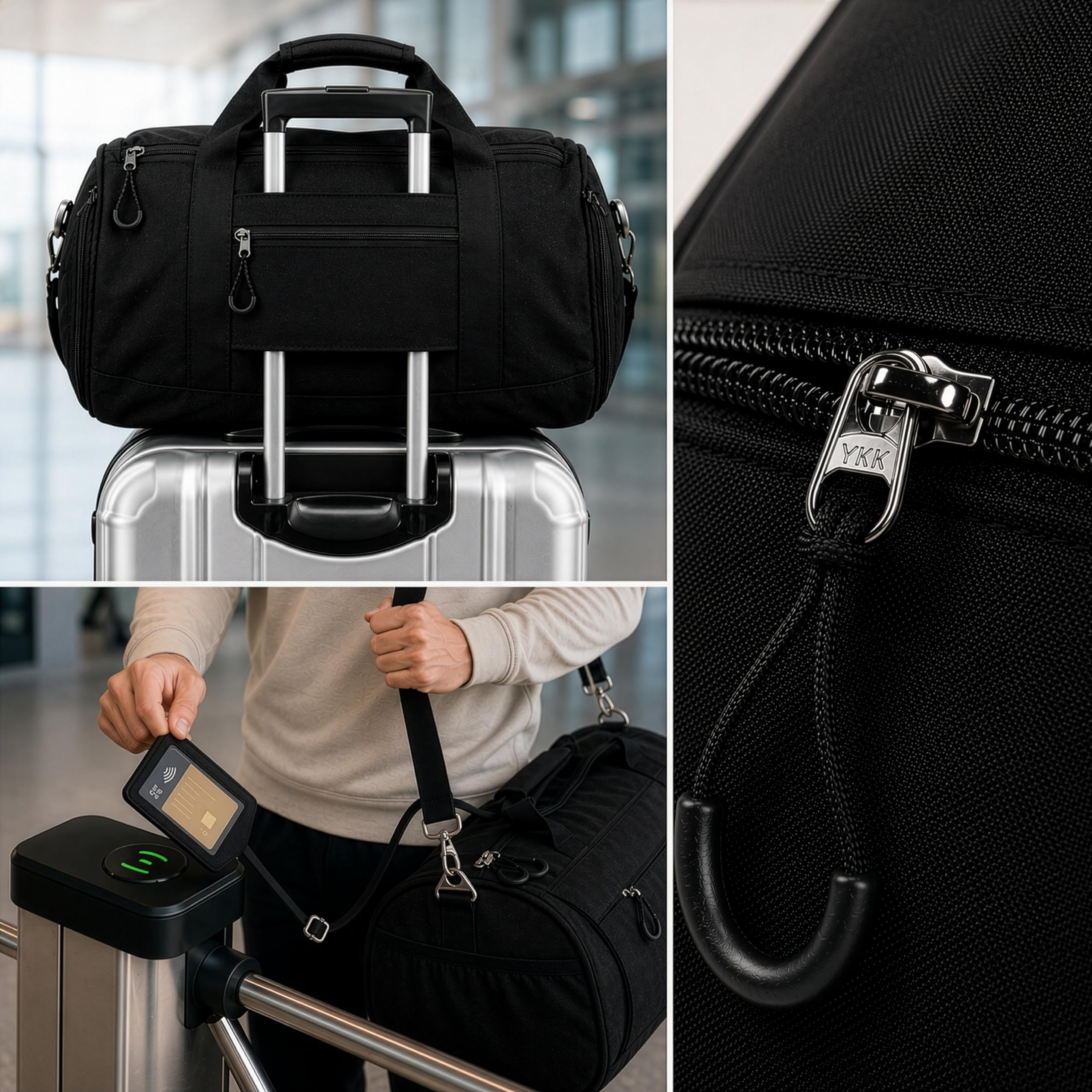 Torba sportowa Zenacross dla kobiet/mężczyzn z przegródkami na buty – idealna męska torba sportowa na siłownię, fitness i podróż (czarna, 50 l)