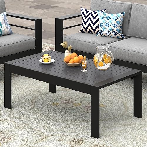 Wisteria Lane Aluminum Outdoor Furniture Patio Coffee Table, All-Weather Outdoor