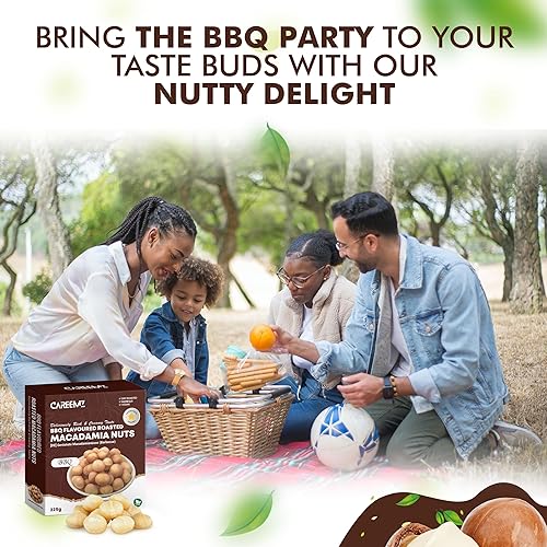 Miniatura 6 de CAREEMZ Nueces de macadamia tostadas con sabor a barbacoa, el mejor aperitivo gourmet de Malawi, sellado al vacío para mayor frescura (BBQ, 8 onzas)