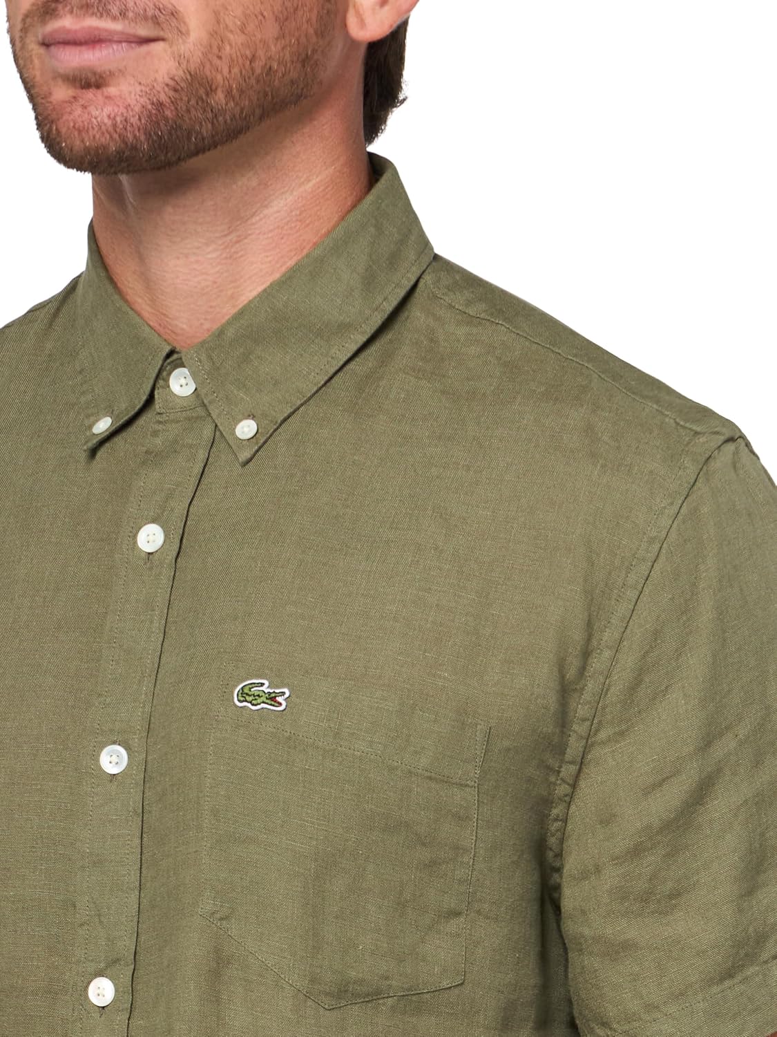 Lacoste Men's Short Sleeve Linen Shirt