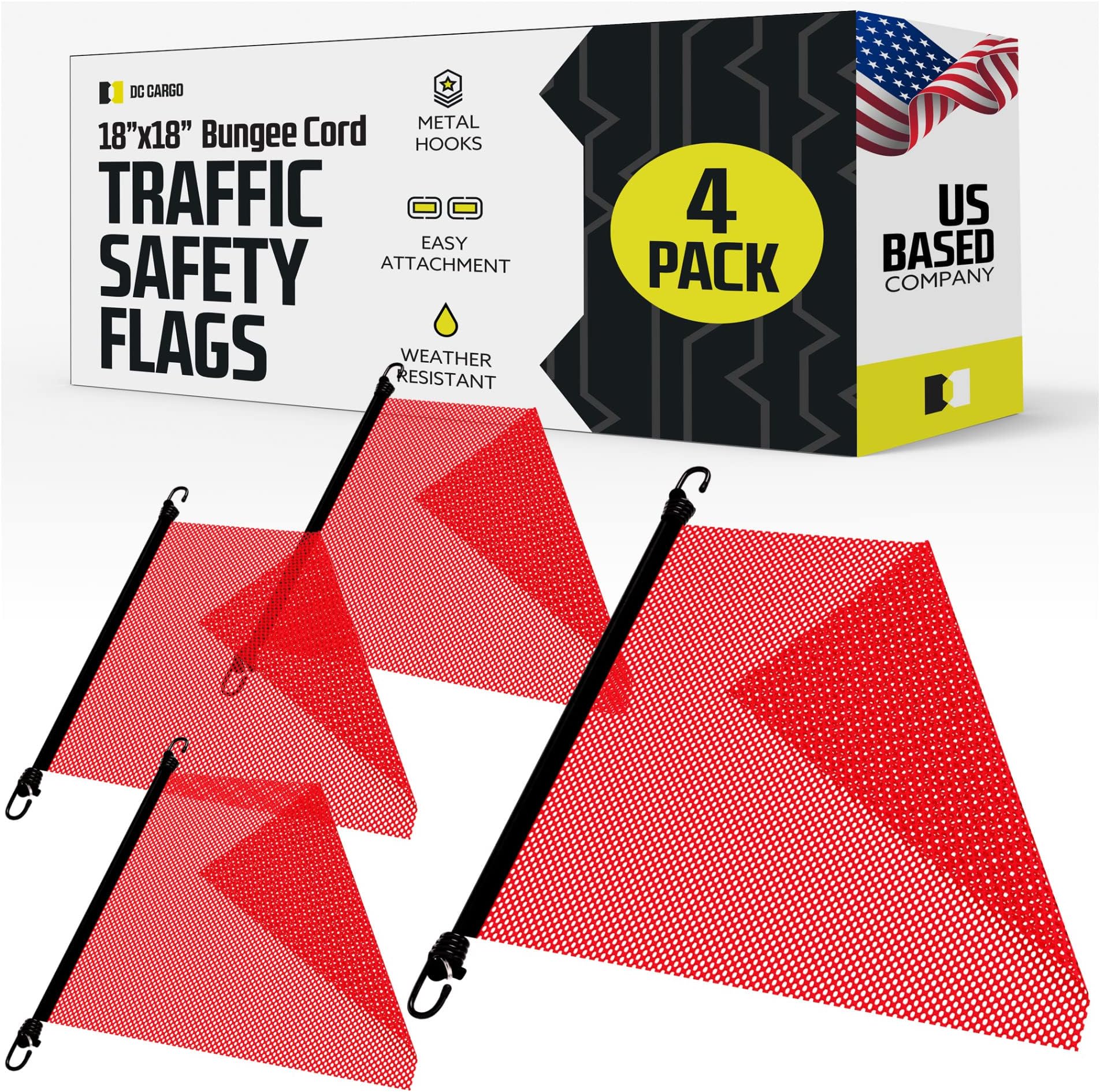 Amazon.com: 2 Pieces 18 x 18 Inch Hook Safety Warning Flag Mesh Safety ...