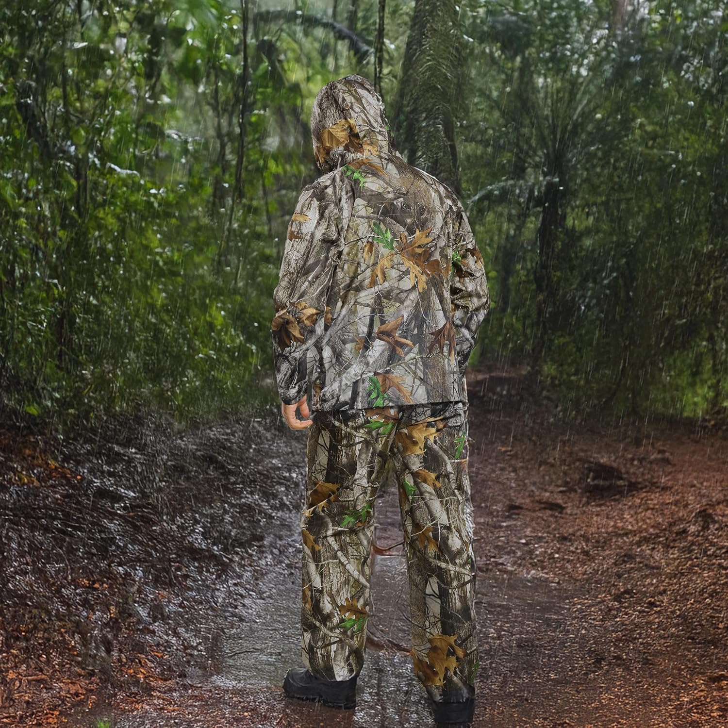 Hunting Rain Suit Jacket and Pants Lightweight Raincoat Waterproof Rainwear For Men - Image 7