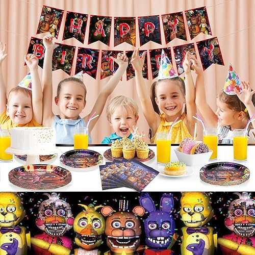 Miniatura 3 de Suministros de decoración de fiesta de cumpleaños para niños, decoraciones de fiesta de cumpleaños de dibujos animados para niños incluyen 1