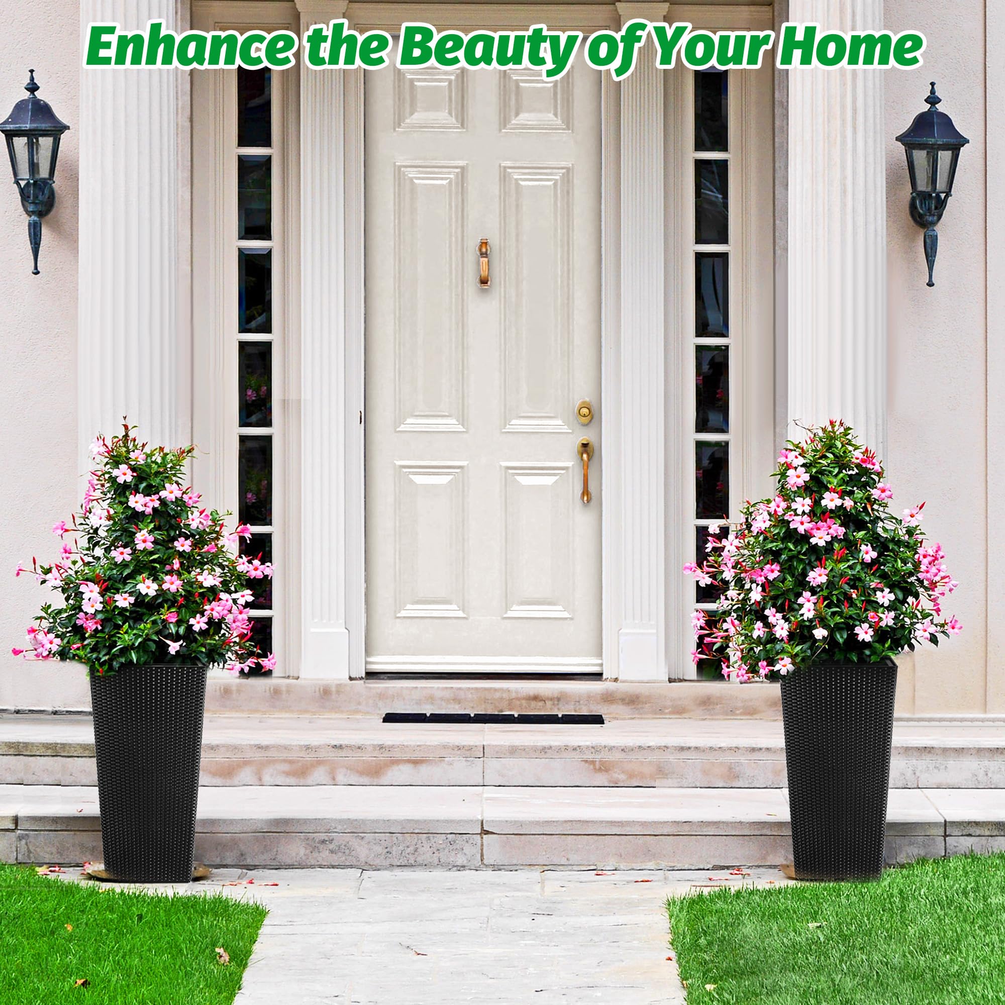 Snapklik.com : GarveeLife 30 In Tall Planters Set Of 2, Rattan ...