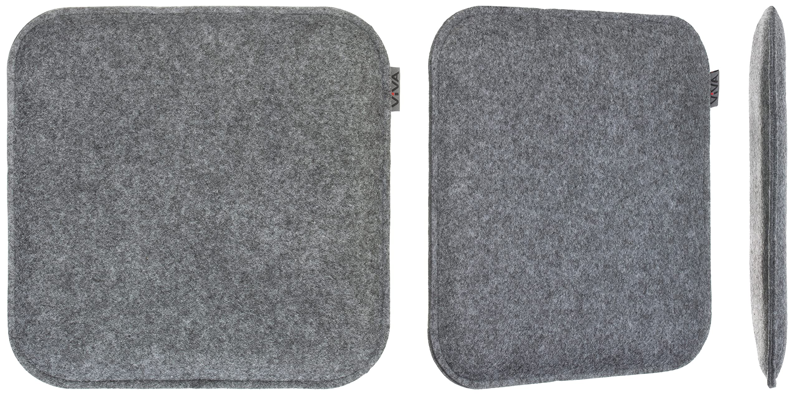 Brandsseller 6er Set Sitzkissen aus Filz 35x35x2 cm – Robuste Stuhlauflagen für innen und außen, eckiges Sitzpolster, strapazierfähiges Kissen für Stühle - Dunkelgrau