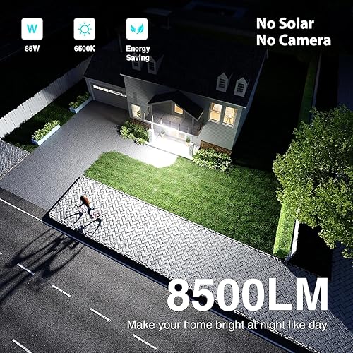 Miniatura 4 de Luces de seguridad LED de 85 W con sensor de movimiento para exteriores, 8500 lm de atardecer al amanecer, IP65 impermeable, 6500 K, luz de