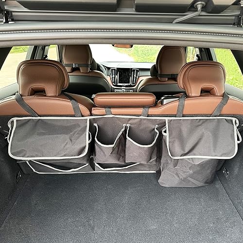 Miniatura 7 de Organizador de maletero para asiento trasero de automóvil, accesorios organizadores de almacenamiento interior del automóvil con 6 bolsillos de tela