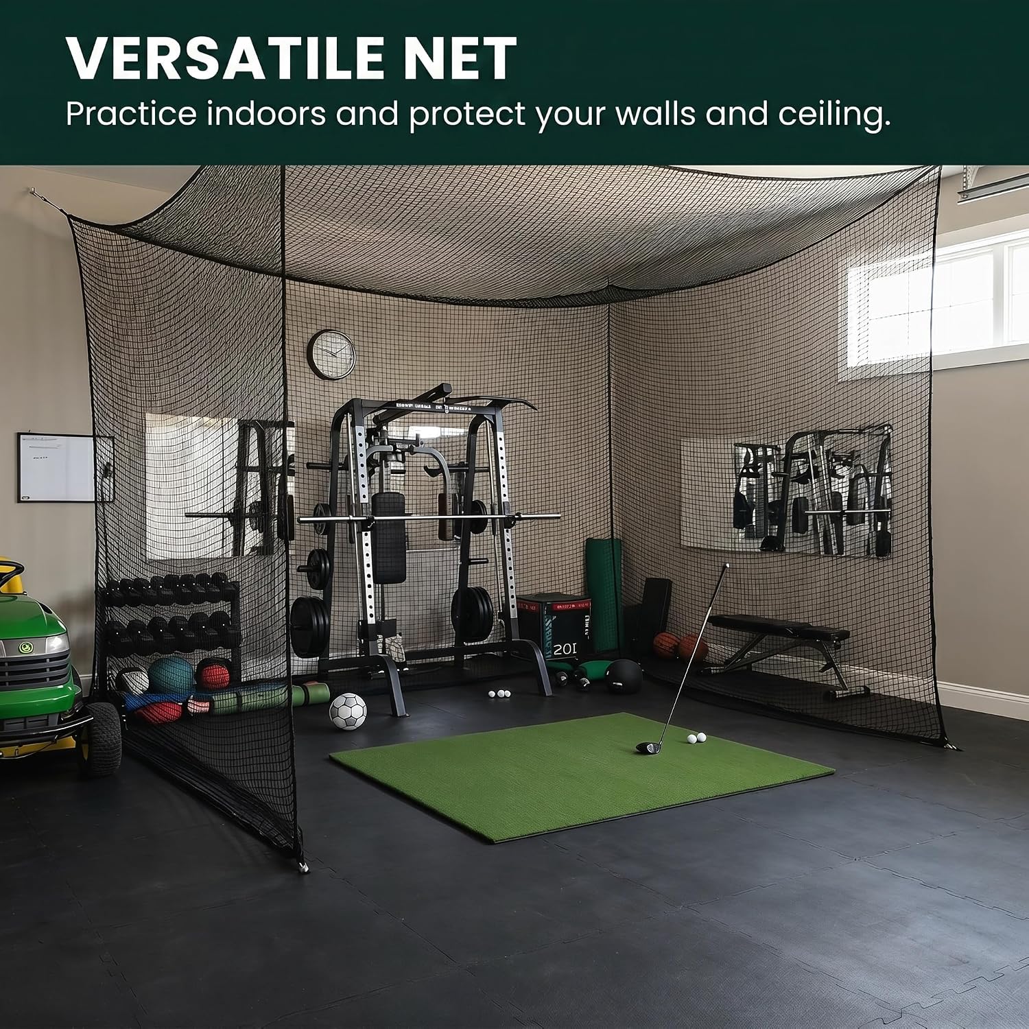 Sports Netting,Golf Practice Net Hitting Net with 33Feet Nylon Rope Also for Baseball, Hockey, Soccer, LAX and More - 10x10ft/10x15ft/10x20ft/10x25ft/10x30ft/10x40ft/10x50ft