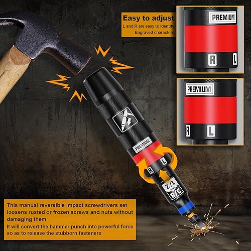 Miniatura 2 de Juego de destornilladores de impacto manual de 12 pulgada, kit de destornillador de impacto reversible manual, herramienta de reparación de brocas