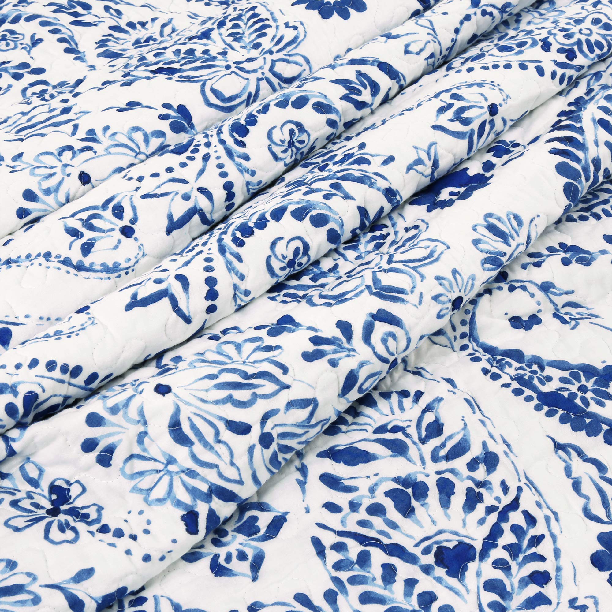 Lush Decor, Navy & Blue Erindale 3 Piece Quilt Set, King