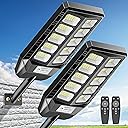 Deepn Solar Lights Outdoor, IP66 Waterproof Street Lights Outdoor, 6500K Dusk to Dawn Solar Security Flood Lights Motion Sensor with Remote Control for Yard, Entryway Garage, Porch 2 Pack