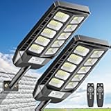 Deepn Solar Lights Outdoor, IP66 Waterproof Street Lights Outdoor, 6500K Dusk to Dawn Solar Security Flood Lights Motion Sensor with Remote Control for Yard, Entryway Garage, Porch 2 Pack