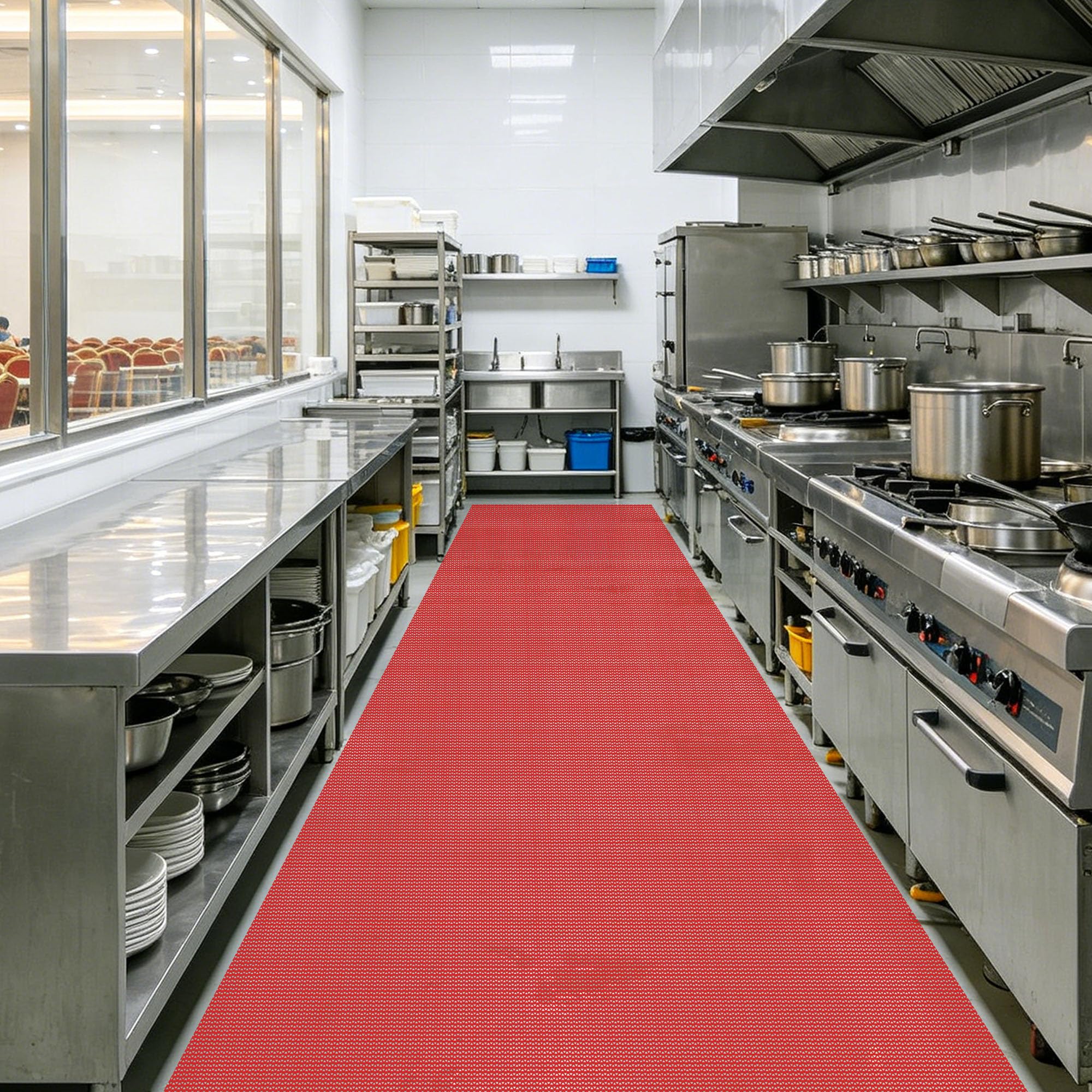 Alfombrilla para piscina y cocina 120x300 cm roja antideslizante