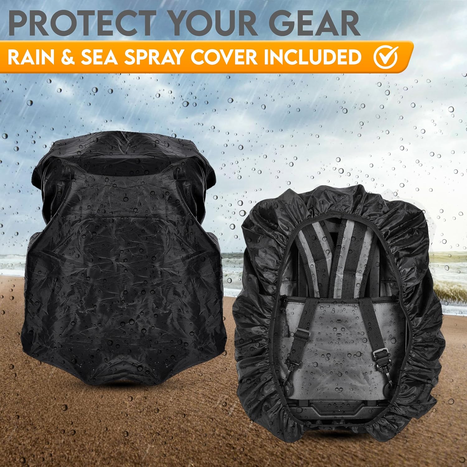 Calissa Offshore Rolling Fishing Tackle Box with Wheels, Waterproof Fishing Backpack with Rod Holders Storage Bag Roller