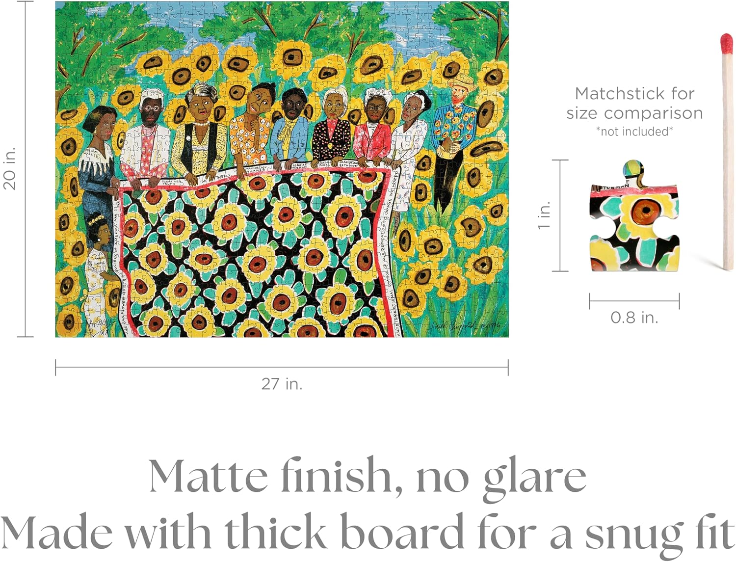 Pomegranate 1000-Piece Jigsaw Puzzle for Adults, Faith Ringgold's Sunflower Quilting Bee at Arles, Matte Finish, Snug Fit