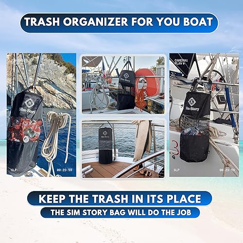 Miniatura 5 de Bolsa de basura para barco bolsa de basura reutilizable de nailon y malla a prueba de fugas con cremallera inferior para una mejor liberación de