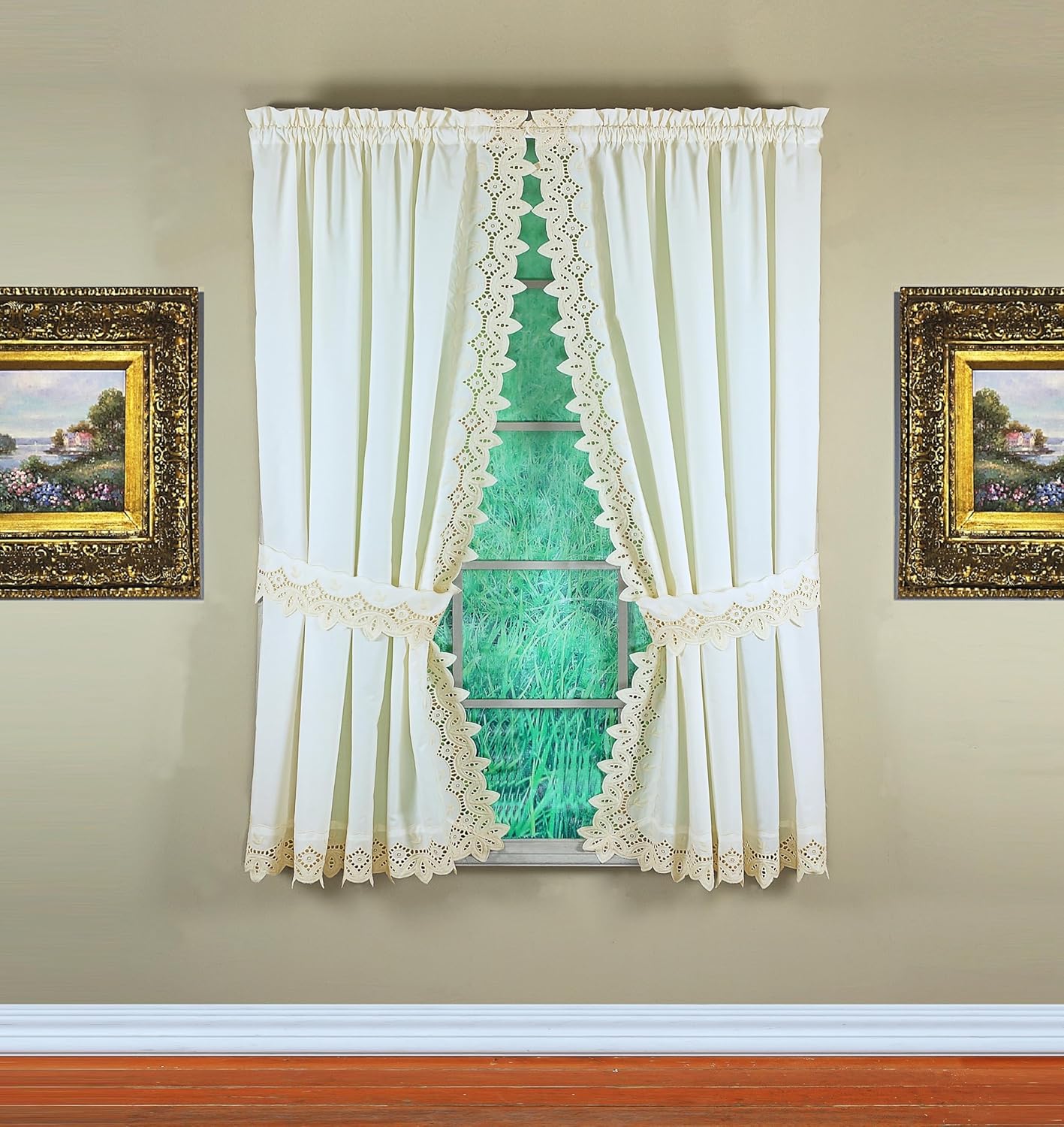 Today's Curtain, Heirloom Battenberg Eyelet Panel Pair 63", Ecru, 4-Piece-Set, 80" W x 63" L